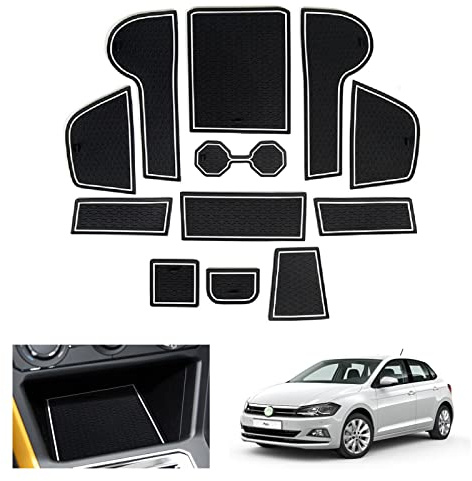 GAFAT 2018-2025 2026 V-W Polo MK6 Antirutschmatten, Polo 2024 Gummimatten, Mittelkonsole Matten, Türnaht Matten, Kompatibel mit VW Polo MK6 Zubehör (Rot)