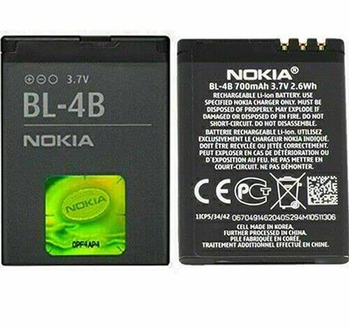 Genuine Nokia Battery BL-4B 700mAh For Nokia 2630 2660 2760 5000 6111 6101 6131 7070 7370 7373 7500 N7 N75 700mAh 3.7V (BULK PACKAGING) - Does Not Fit 2660 Flip
