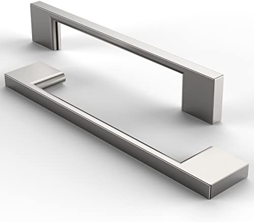 FURNIWARE 5 Stück Möbelgriffe Schrankgriffe Küchengriffe Griffe Möbel Schubladengriffe Griffe für Küchenschränke Schränke Möbelgriffe Schubladengriffe 128mm Lochabstand Gebürstetes Satin-Nickel