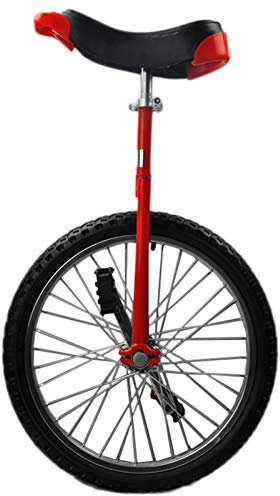 Anfänger 45,7 cm (18 Zoll) Rad-Einräder mit verstellbarem Sattel, große Kinder/Jugendliche/kleine Erwachsene, Uni-Fahrrad mit Alufelge, einfach zu montieren (Farbe: Rot)