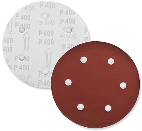 DIDATOOL Disque de Ponçage 225 mm, P40 à P400 Grain Papier pour Ponceuse, 40 Pcs 9 Pouces 6 Trous Papier Abrasif pour Ponceuse Girafe, Ponceuses de Murs et de Plafonds (P400,10PCS)