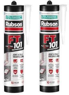 Rubson FT 101 Translucide - Mastic Polymère Haute Qualité Pour Joints, Fissures, Collages - Étanche Pour Intérieur & Extérieur, Multi-Matériaux - 2 Cartouches 280 ml