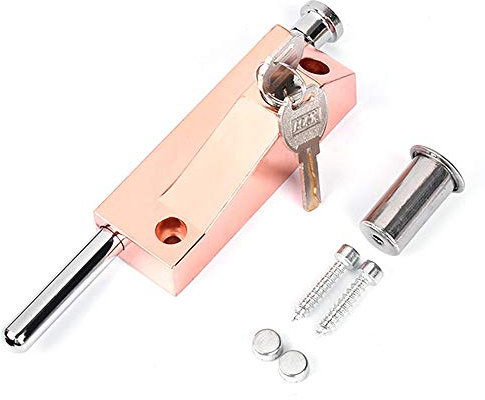 (Rose Gold) Multi-Color Stainless Steel Door Lock Bolts, Security Lock, Multi-Purpose, Supplied with Screws and 2 Keys, Suitable for Various Door Types for Bathroom Garden Toilet Garage