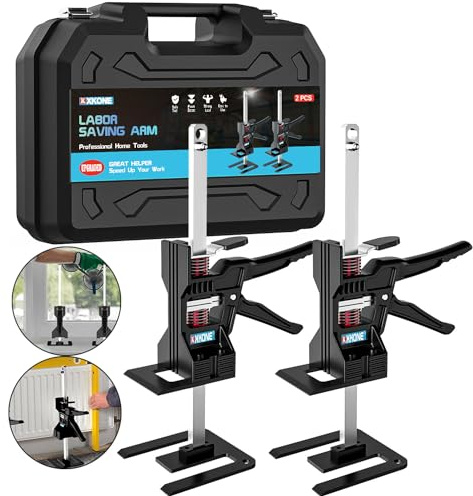 XKONE Labor Saving Arm Jack(2 Pcs),Multi-Function Height Adjustment Lifting Device with Storage Case,Suitable for Door Panel Lifting,Wall Tile Locator,Cabinet Jack and Tables Lifter etc.