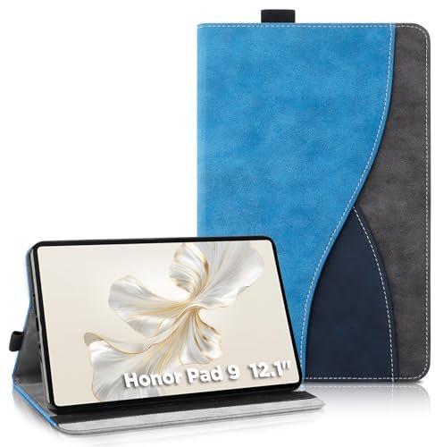 AsWant Hülle für Honor Pad 9 12.1-Zoll Tablet 2023 - Ultradünne Business Tricolor Tablette mit Portemonnaie und Standfunktion Schutzhülle Kompatibel mit Honor Pad 9 Hülle (Blau)