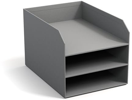 BIGSO Trey 3-stufige Briefablage – praktische Ablagefläche für Briefe, Dokumente in DIN A4-Format – Ordnungssystem aus Faserplatte mit Papier – grau