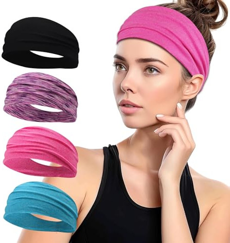 Stirnband Sport fur Herren und Damen - Doppelseitiges Schweißabsorbierendes und Rutschfestes Headband, Hochelastischen Mode Haarbänder Damen, Geeignet für Yoga, Laufen, Radfahren (05) (01)