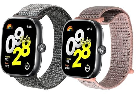 kwmobile Nylon Smartwatch Strap Compatible with Xiaomi Redmi Watch 4 / Band 8 Pro/Band 9 Pro Strap - 2x Fitness Tracker Replacement Wristband with Clasp