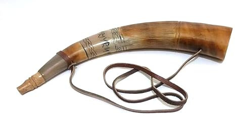 Handgeschnitztes Kriegshorn Shofar 45,7 cm Trompeten-Stil Horn mit Lederband, dunkel poliert