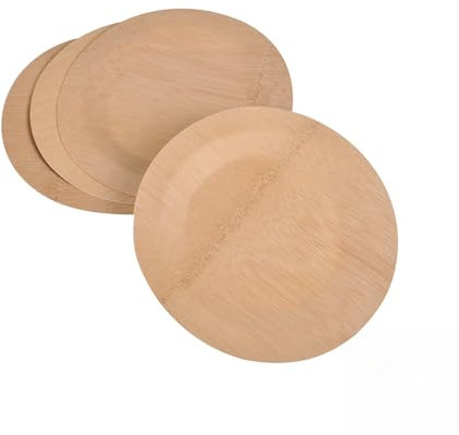 Homéa Réception, Set de 4 Assiettes Rondes en Bambou D23 cm