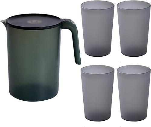 Vasos for beber, vasos de vidrio, jarra, jarra de agua, hervidor de agua fría de plástico con tazas, juego de jarra de agua transparente, jarra de gran capacidad for jugo casero, té helado, jarra de a