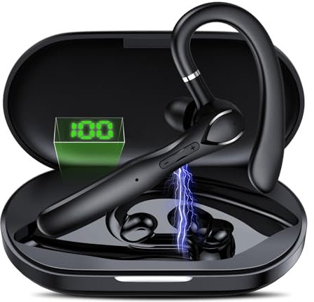 FAMOO Headset Bluetooth, Headset mit Mikrofon 100 Std Spielzeit, Ladebox LED Anzeige