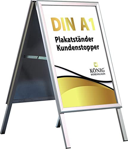 B-Ware Plakatständer Keitum DIN A1 silber | Ecken auf Gehrung | beidseitig für 2 Plakate | Rückwand aus verzinktem Stahlblech | entspiegelte Schutzscheiben | wetterfest B-Ware