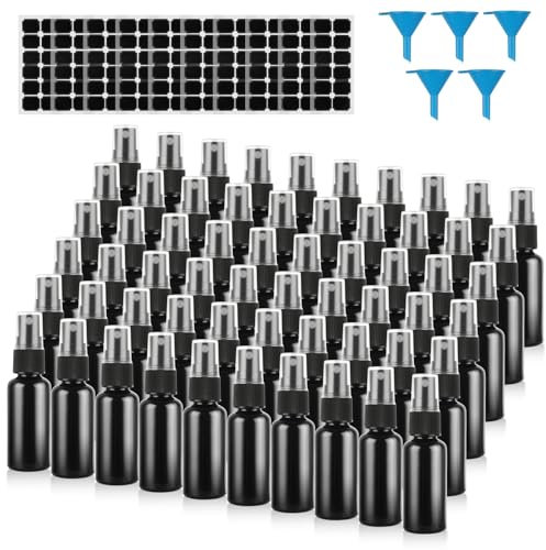 GBACHOOSE 60 Pack Small Spray Bottle 1 oz Black Spray Bottle with Small Fine Mist Spray and Plastic Cap, Refillable for for Essential Oils, Bath, Beauty, Hair & Cleaning