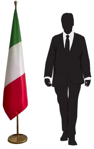 Bandiera Italia con asta e base. Bandiera italiana per ufficio. Bandiera italiana con asta. Base 3kg. Bandiera in raso. Qualità PREMIUM ! Codice CN7-IT