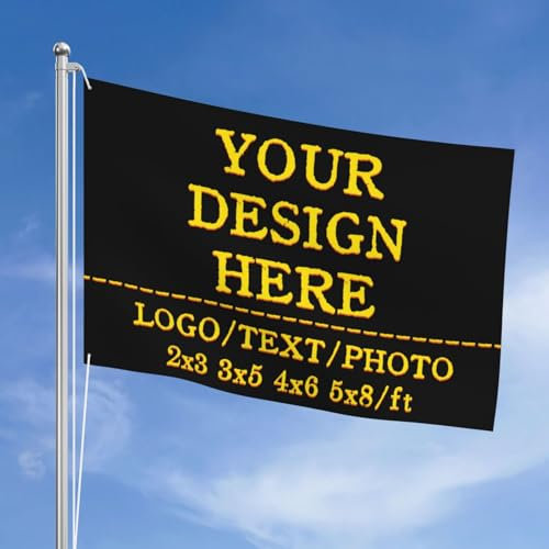 Benutzerdefinierte Flagge, personalisierte Banner mit Ihrem Foto/Logo/Text - Für Outdoor-Events, Gartendeko und Teamfeiern, 5x8 Ft, doppelseitig bedruckt.