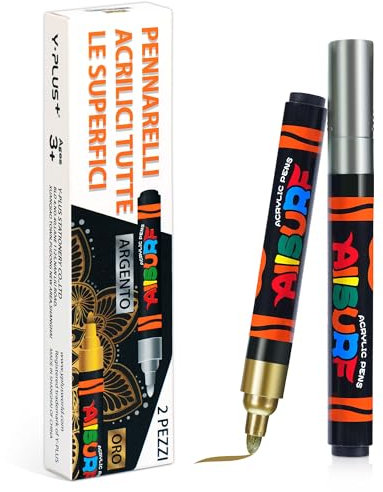 YPLUS Acrylstifte, Marker mit super Kapazität, 2 Farben, großes Acryl-Malstifte-Set, DIY Kunst Handwerk für Glas, Stein, Holz, Ei, Stein, Metall