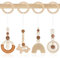 Spielbogen Baby Spielzeug ab 0 Monate, 4 Stück Spielbogen Baby Holz Anhänger, Hängende Spielzeug Baby für Babyschale Kinderwagen Autositz Spielzeug (Braun)