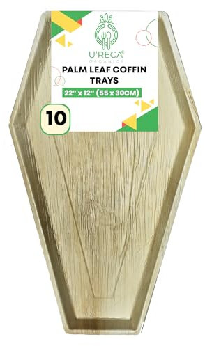 U'reca Organics Vassoio ecologico in foglia di palma, 55 x 30 cm, confezione da 10, usa e getta, compostabili e biodegradabili, perfetto per grandi piatti o buffet