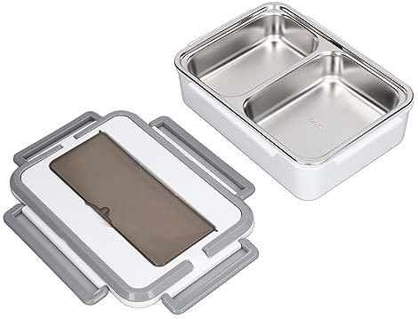 TITA-DONG Fiambrera Eléctrica, Calentador de Alimentos Portátil para Adultos, Lonchera Autocalentable Portátil, Asas Dobles, sin Agua, Enchufable, 2 Rejillas, Calefacción de bajo (Enchufe