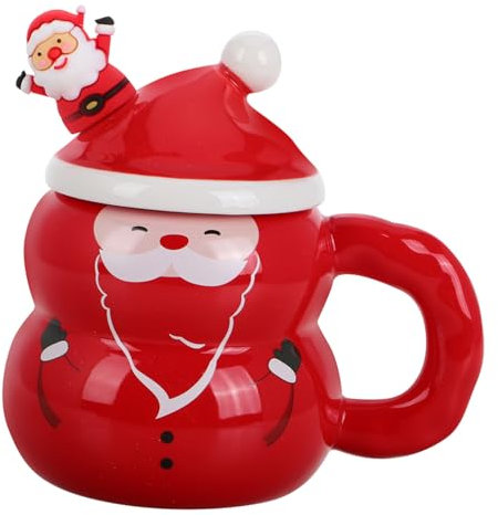 Amosfun Cute Christmas Santa Claus Mug Large Capacity Espresso Cup Vintage Mug for Men Women Holiday Tea Cups Set