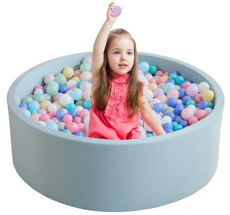 Zedachica Bällebad Baby 90Cmx30Cm Schaumstoff Rund Bällebad Kinder Baby ab 1 Jahr für Innen und Außenbereich Mädchen und Jungen, (Hellblau, Ohne Bälle)