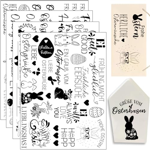 Hongma Ostern Rub On Sticker ca.A5 19x14cm 4PCS Sprüche Easter für Raysin