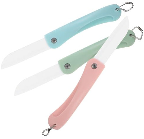 OFFSCH Couteau Pliable en Céramique Lot de 3 Éplucheurs Fruits Outil Portable Anti-Rouille Cuisine Conservation des Aliments