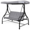 COSTWAY 3 Seater Garden Swing Chair, Convertible Outdoor Hammock Bench Chair with Adjustable Canopy and Cushions, Steel Frame Porch Patio Swing Seat Lounger for Balcony, Deck and Poolside (Grey)