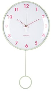 Karlsson Wanduhr Cheeky Dome - Sanftes Grün - 7.1x35.5x61.5cm | Rund - skandinavisch - Eisen - Wanduhr Modern Wohnzimmer - Wanduhren