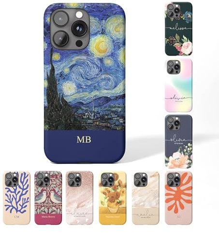 Tirita Personalised Phone Case for iPhone 6 & 6s – Hard Case or Cover With Custom Name or Initials – Cute Personalised Gift for Women or Girls [10. Van Gogh Starry Night]