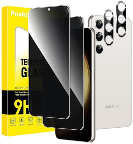 Pnakqil Verre Trempé Anti Espion pour Samsung Galaxy S23 5G Protection Ecran avec Protecteur Objectif Camera,Vitre Trempe Privacy Film avec Angle de Confidentialité 28 Degrés,2+2 pièces