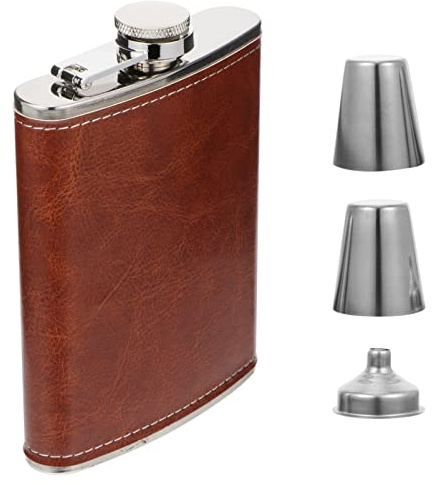 Luxshiny Portable Vintage Stainless Steel Liquor Flask Set Outdoor Mini Alcohol Flask Box for Travel and Hiking