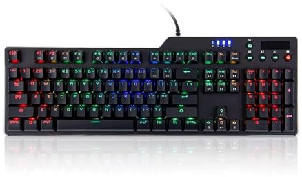 SHRGOMPIT Wired Gaming Mechanical Keyboard Computer Keypad, with Multimedia Knob and RGB Backlight, for Laptop