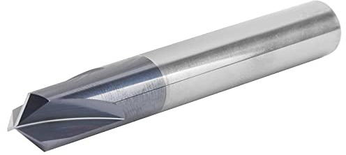 Yosoo Chamfer End Mill, 3 Flute Carbide End Mill for Chamfering, CNC Chamfer, 3 Flutes, 120 Degree V Groove Router Bit, V-Groove Engraving Bit, V-Point Router (D10*120°*75L)