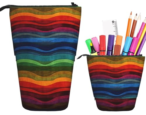 Regenbogen Teleskopisch Federtasche Pop-Up Mäppchen Tragbare Schlampermäppchen Für Schülerin Teenager Reise