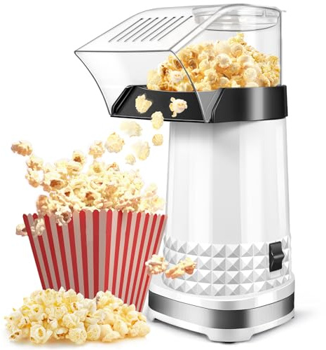 Quick & Easy 4.5Qt Oil-Free Hot Air Popcorn Machine - ETL Certified with Butter Melter, Measuring Cup & On/Off Switch for Movie Nights & Parties