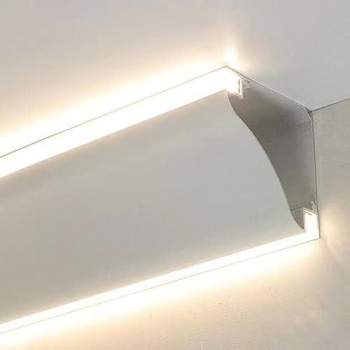 Stuckleisten Decke LED Doppelseitige LED-Beleuchtung an der Deckenleiste, LED-Streifensystem aus Aluminium mit Diffusor, Indirekte Sockelbeleuchtung(2 m (6.6 ft))