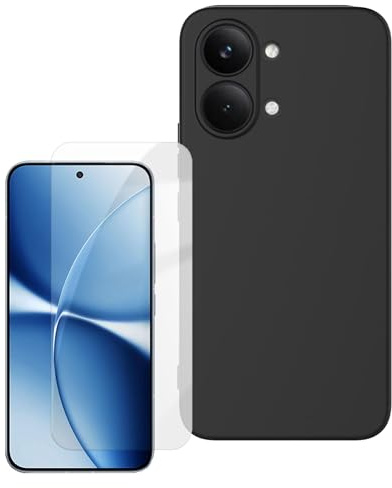 Wigento Schutzhülle + Schutzglas Set für Xiaomi Poco X8 Pro Max, TPU Case, 9H Displayschutz Glas, Kamera Schutz, 360 Grad Schutz, Handyhülle Set (Schwarz)