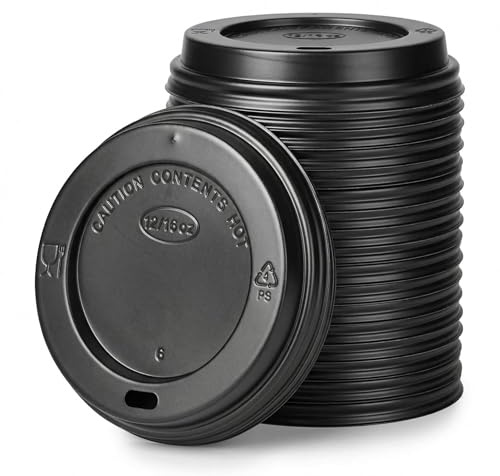 Signature Coffee Cup Lids, 12/16oz, 1000 Pack, Black
