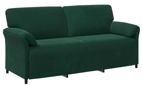 mtlskopl 3-Sitzer Sofa Dunkelgrün 198 x 83 x 95 cm Samt modern Couch Wohnzimmersofa mit Metallrahmen Polstersofa für Wohnzimmer und Lounge Samtstoff Grün Dreisitzer