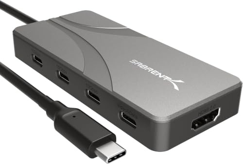 SABRENT OMNIPORT - Hub USB C 7D y Estacion de Acoplamiento | Hub USB C 7D y Estacion de Acoplamiento, Doble Monitor 4K 60Hz HDMI + Salida de Video USB-C, 4 Puertos USB-C de (HB-UC7D)