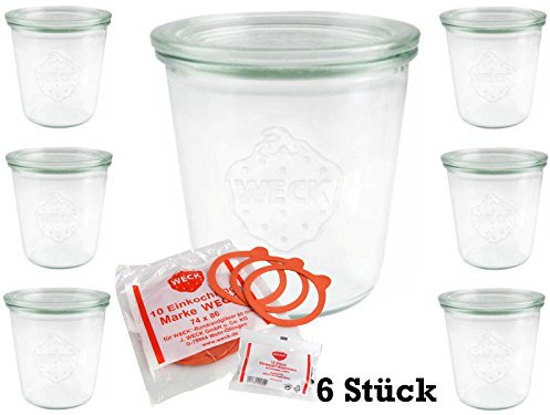 6 Weckgläser 290 ml hoch Sturzglas KOMPLETT Sturzgläser WECK Gläser 1/5 Liter 1/4 Liter Einweckgläser Einkochgläser Einmachgläser