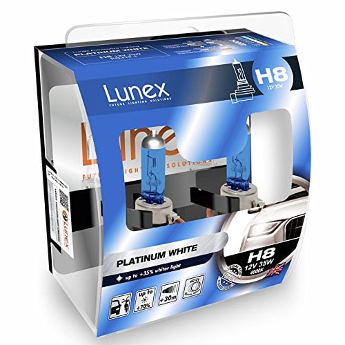 LUNEX H8 PLATINUM WHITE Headlight Halogen Bulbs 708 12V 35W PGJ19-1 4000K duobox (2 units)
