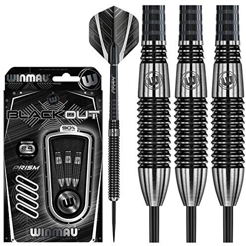 WINMAU Blackout 2: 24g Profi Wolfram Steeltip Dartpfeile Set mit Flights und Schäfte