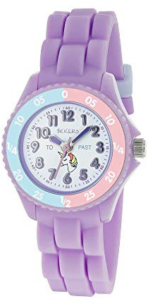 Tikkers Mädchen Analog Quarz Uhr mit Silikon Armband TK0147