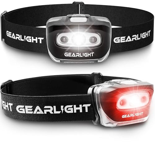 LED Headlamp 2-pack Battery Powered (AAA) (Batteries Not Included) | Head Lamp for Running Hunting Camping Fishing Hiking with Red Light and Adjustable Headband - Bright Forehead Headlamp 7 Modes
