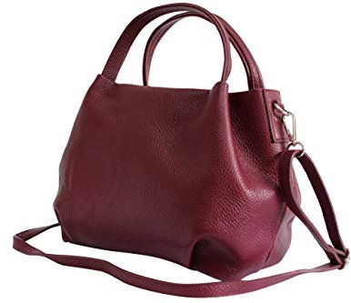 AmbraModa Damen handtasche Henkeltasche Schultertasche aus Echtleder GL023 (Bordeaux)