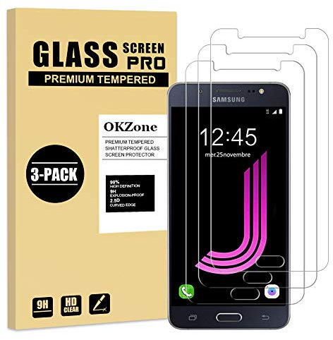 OKZone Protector de Pantalla Pare Samsung Galaxy J7 2016, [3 Unidades] Cristal Templado Vidrio Templado Protector de Pantalla con [2.5d Borde Redondo] [9H Dureza] [Alta Definicion]
