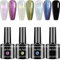 Senvenski Aurora Pearl Mermaid Gel Nail Polish Kit - UV/LED Soak Off Nail Art Set with Purple Blue Holographic Opal Shell Shiny Glitter Colours | Manicure Gift Kit for Women Salon Home Use (CS019)